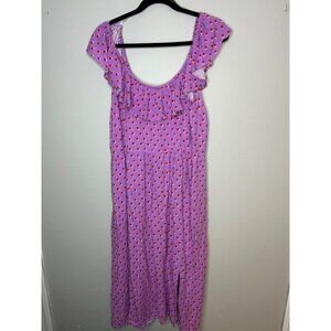 Ava & Viv Purple with red polka dots Ruffle Scoop Neck pocket dress sz 1x Womens